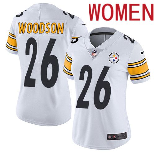 Women Pittsburgh Steelers #26 Rod Woodson Nike White Vapor Limited NFL Jersey